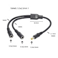 Miniatyrbillede 5 af 7: DC-strømsdeler-kabel 5,5x2,1mm/5,5x2,5mm 1 han til 2 hun strøm 5,5x2,1mm