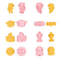 Miniatyrbillede 8 af 8: 8 stk. Grattis Graduation Cookie ter Biscuit Form Press Plast Rød one size Red one size