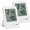 Digital Hygrometer Termometer för Inomhusbruk - Hög Noggrannhet - Portabel (Vit) - 2-pack
