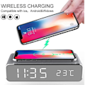 Miniatyrbild 2 av 5: 2-i-1 LED-väckarklocka med Qi-laddare och termometer för Iphone Xs Max, Xs, Xr, X, 8, 8 Plus, Samsung Galaxy S9, S9 Plus och alla Qi-enheter med Cha