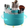 Miniatyrbillede 2 af 5: 360° Roterende Makeup Organizer Sminkbørsteholder med 5 rum til kosmetik Parfumesmykker til Sminkbord Soveværelse Badeværelse, Blå
