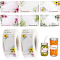 Miniatyrbilde 1 av 5: 1000 stk. rektangulære blomsterklistremerker for glass, krydder, flasker, bryllup, bursdag