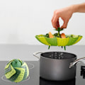 Pikkukuva 4 / 5: Ångkorg Mesh Silikon Steamer Vikbar grönsaksånga Grön