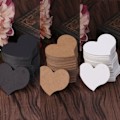 Miniatyrbilde 2 av 11: 100 stk Hjerteformede Blanke Kraftpappkort Gavemerkelapp DIY Fest Bryllup Håndverk Svart