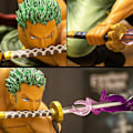 Miniatyrbillede 5 af 5: Roronoa Zoro Anime Figur 5,9 tommer Sauron Tre Sværd Stil Statuette Figur Realistisk Karakter Model Ornament