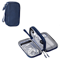 Miniatyrbillede 1 af 3: Elektronisk organizer, rejsetaske, pose, bæretaske, bærbar vandtæt dobbelt etui til kabel, ledning, oplader, telefon, hovedtelefoner marineblå