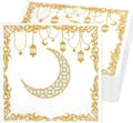 Ramadan papirservietter 20-pak 33x33 cm, guld måne- og lantedesign, absorberende engangsservietter til Iftar-borddækning