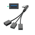 Miniatyrbilde 5 av 11: USB-splitterhub for mobil strøm, bil, datamaskin USB hann til hunn ladekabel Datakabel forlengelsesadapter null - Venstre bøy