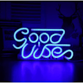 Miniatyrbillede 4 af 5: Good Vibes Neon Lys til Værelse Dekoration Lys Blå