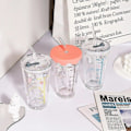 Miniatyrbilde 4 av 5: Transparent glass vattenkopp Söt tecknad frukostkopp Halm med lock Mjölk Juice Vattenkopp Glas Sippy Cup Barngåva My Melody My Melody