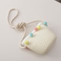 Pikkukuva 5 / 5: Taapero Vauva Flickor Olkihattu Aurinkolippalakki Laajalla Reunoilla Olkalaukku Setti Söpö Pompom Rantahattu (Maitomainen Valkoinen)