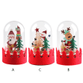Miniatyrbilde 3 av 5: Julemini-Santa, Snømann og Elg-pynt med lampeskjerm LED-lys Opplyst Transparent Glødende Snøklode Skrivebordsdekorasjon Nyttårsgave Hjortedyr