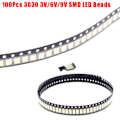 Miniatyrbild 2 av 5: 100st 3030 SMD LED-pärlor 1W 3V/6V/9V Kallt vitt ljus för TV L Vit 3V White 3V