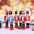 Miniatyrbilde 1 av 5: 6 stk Juldekorasjon 12cm Treprodusert Nøtteknekkerdukke Ny rød 6stk red 6pcs