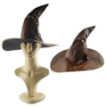 Miniatyrbillede 4 af 5: Læder Heks Troldmand Hatte Fest Hovedbeklædning Halloween Fest Rekvisit Sort