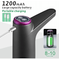 Miniatyrbillede 5 af 5: Elektrisk vanddispenser med dobbeltfunktion og standerbase, automatisk drikkevandsflaskepumpe med USB, universal til camping, kontor, hjem (sort)