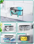 Vaskholder - Rustfrit Stål Svampeholder til Vask, M-Formet Vaskorganiser uden Boring, Rustfri Vaskorganiser