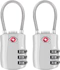 2-pack 3-siffriga kombinationslås för säkerhet på resväskor (silver)