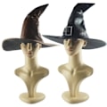 Miniatyrbillede 2 af 5: Læder Heks Troldmand Hatte Fest Hovedbeklædning Halloween Fest Rekvisit Sort