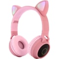 Miniatyrbilde 1 av 5: Bluetooth 5.0 Kattørehodetelefoner Foldbare På-Øre Stereo Ledninger Rosa