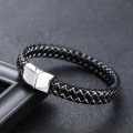 Miniatyrbilde 4 av 4: Svart armbånd i ekte skinn med innflettede fargede tråder