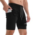 Miniatyrbillede 1 af 5: 2-i-1 Løbeshorts med Håndklæde-Loop til Mænd Hurtigtørrende Træningsshorts med Lommer til Fitness