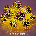 Miniatyrbillede 1 af 7: Jern marokkansk LED Solar Ball String Ljus Romantisk Fairy String E1 one size E1 one size