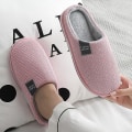 Miniatyrbillede 2 af 5: Vintervarme Hjemmesko i Blød, Antislip Bomuldsplys - Rosa, Størrelse 6