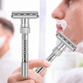 Miniatyrbillede 2 af 5: Rakblad Justerbare Razor Blades Dobbeltsidet Razor Safety Razor Zink Legering Manuelt Razor Head til Mænd med Rejsetaske 1 stk - Sølv