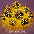 Miniatyrbillede 1 af 8: Jern marokkansk LED Solar Ball String Ljus Romantisk Fairy String E2 one size E2 one size