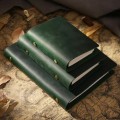 Miniatyrbillede 2 af 11: Læder Binder Notesbog A5/A6/A7 Budget Binder Planner til Kvinder Mænd Journaling Mørkegrøn - A6