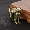 Miniatyrbillede 3 af 5: Massiv messing, lang hale, abefigur Miniatyr te, kæledyrs håndværk D