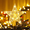 Miniatyrbilde 1 av 8: Topper juletre stjerne, 11 LED 19,4 cm julestjerne juletre varmt hvitt batterilys juledekorasjon pentagram lampe varm vit 11 LED
