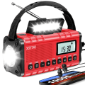 Miniatyrbild 1 av 6: 10000mAh Vattentät Nödradio Bärbar Sol Handvev Väderlarm Radio med AM/FM Ficklampa Läslampa SOS-larm Red