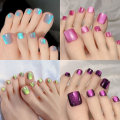 Miniatyrbilde 2 av 8: 10 stk/boks Cat Eye Toe Falske negler Kort firkantet Trykk på negler for rosa onesize Pink onesize