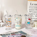 Miniatyrbillede 2 af 5: Transparent glas vandkop Sød tegneserie morgenmad kop Halm med låg Mælk Juice Vandkop Glas Sippy Cup Børnegave My Melody My Melody