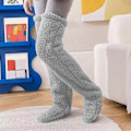 Miniatyrbild 1 av 8: Over Knee High Fuzzy Long Socks Plyschstrumpor Benvärmare Vinn Grå one size Gray one size