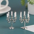 Miniatyrbild 1 av 5: 1Par 1:12 Dockhus Mini Bord Ljusstake Jul Sc Silver