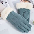 Miniatyrbillede 1 af 6: Kvinde Vinter Plys Tyk Touch Kørsel Ruskind Læder Vante E OneSize E OneSize