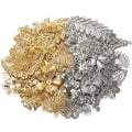 Miniatyrbild 2 av 5: 50g/parti Blandade Metall Blomblad Filigran Wraps Kopplingar Vit