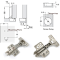 Miniatyrbillede 2 af 5: 90 Graders Fuldt Dækkende 26 mm Soft Close Minihængsler Med Hydraulisk Dæmper Selvlukkende Dæmper Hængsler Til Skabsdøre 10 Pak