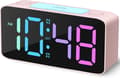Superhög väckarklocka för tunga sovare, digital klocka med 7-färgs nattljus, justerbar volym, dimmer, USB-laddare, liten klocka för sovrum