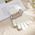 Miniatyrbillede 1 af 5: Vintervarme strikkede handsker Vinter fuldfingerhandsker Touch Glo White