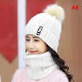 Miniatyrbillede 1 af 8: Vinterstrikket halstørklæde sæt tyk varm skullies beanies hatte F A6 one size A6 one size