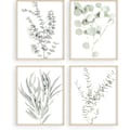 Miniatyrbild 1 av 4: Botaniska Växtväggkonsttryck - Set med 4 Växtväggdekorationer Blommor Köksblommor Väggkonst Boho Leaf Eucalyptus (Oinramad) (8x10)