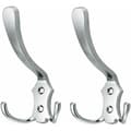 Set of 2 Heavy Duty Double Prong Wall Hooks with Screws