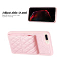 Pikkukuva 3 / 5: Bf22-tyyli iPhone 6 Plus / 6s Plus / 7 Plus / 8 Plus Kickstand Nahka + TPU-kotelo Korttitasku Kansi Vaaleanpunainen