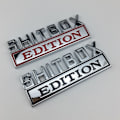 Pikkukuva 4 / 5: 1X 3D ABS-emblem SHITBOX EDITION -merkki Bilsvans sidodekal Silver-Black