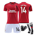 Miniatyrbillede 1 af 2: 23-24 Manchester United Hjemmefodboldtrøje Børn Voksen Jersey Nummer 14 Eriksen Add Socks and Pad #L
