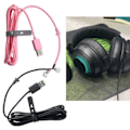 Miniatyrbillede 2 af 5: USB-opladningskabel PVC Line Wire til Razer Kraken Ultimate / 7.1 V2 RGB / V3 Wired / Kitty Edition Headset-delreparation Sort